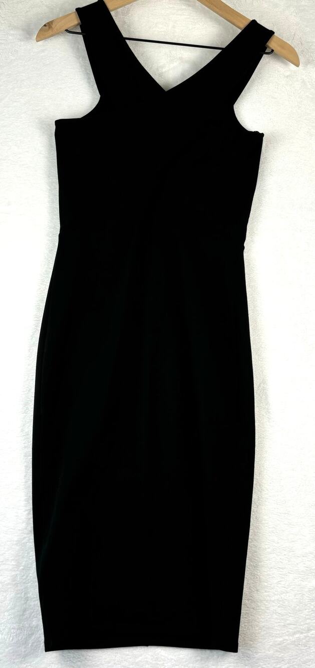 NWOT Mason Bodycon Criss Cross Cutout Dress Size Small in Black Keyhole Front